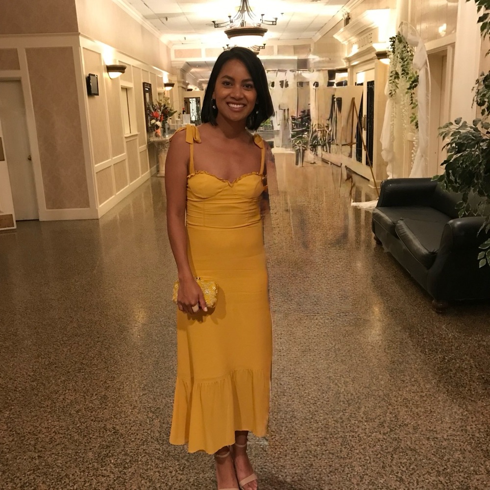 Reformation Yellow Midi Dress